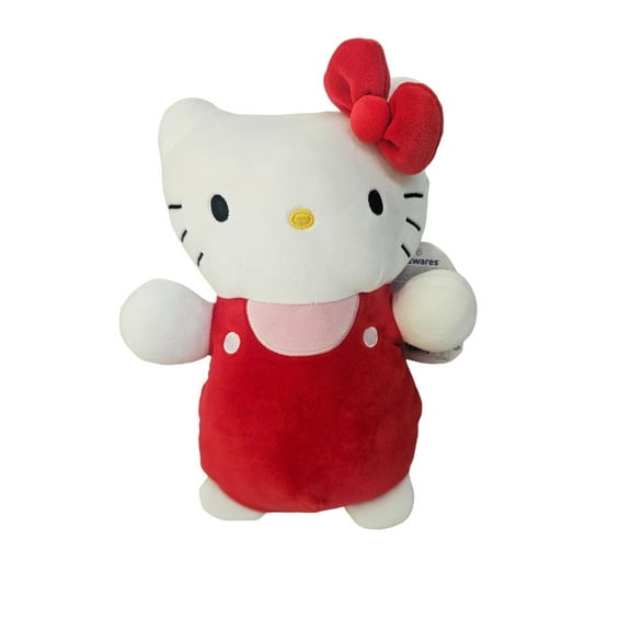Squishmallows Official Kellytoys Plush 10 Inch Hello Kitty In Red Overalls And Bow Hugmees Ultimate Soft Stuffed Toy