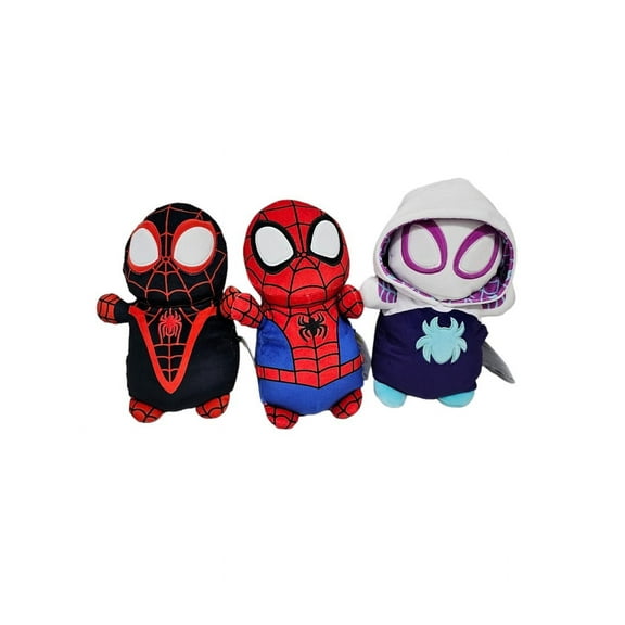 Squishmallows Official Kellytoys Plush 10 Inch Spidey, Gwen and Miles Moral Morales Hugmee Full Set Plush Stuffed Toy