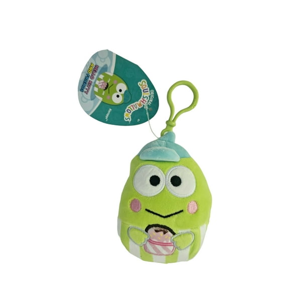 Squishmallows Official Kellytoys Plush 3.5 Inch Keroppi the Frog Holding Cupcake Clip-On Stuffed Toy