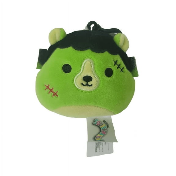 Squishmallows Official Kellytoys Plush 3.5 Inch Len the Frankenstein Bear Clip-On Halloween Ultimate Soft Stuffed Toy