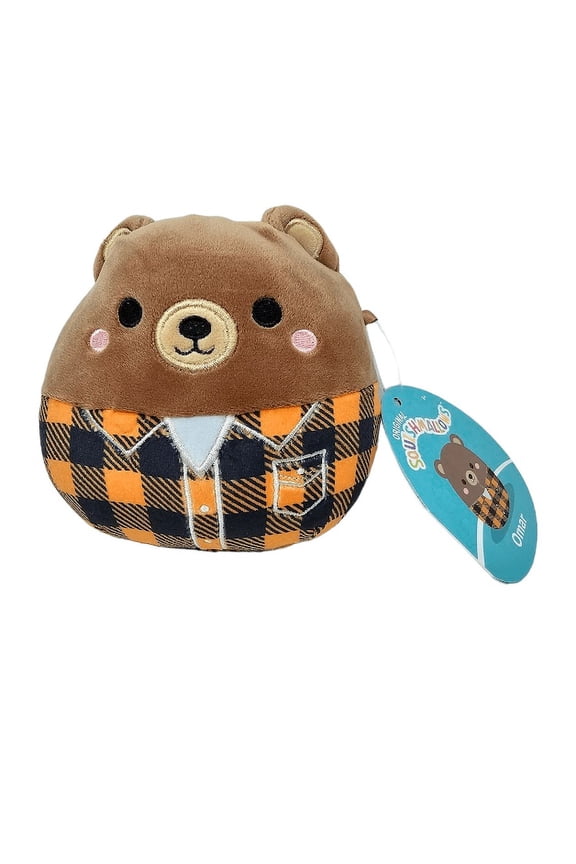 Official Kellytoys Plush 5 Inch Omar the Bear Plaid Shirt Fall Squad Ultimate Soft Plush Stuffed Toy
