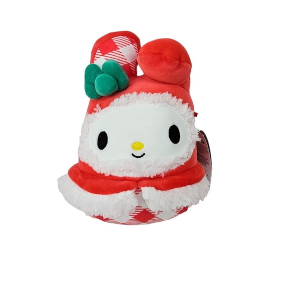 Squishmallows Official Kellytoys Plush 7.5 Inch My Melody the Bunny In Plaid Red Sherpa Outfit Christmas Edition