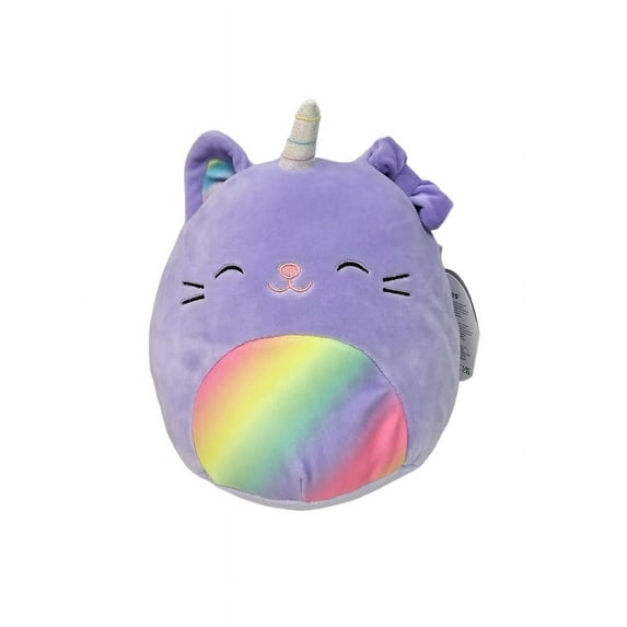Squishmallows Official Kellytoys Plush 8 Inch Cienna the Purple Caticorn with rainbow belly and bow Ultimate Soft Plush Stuffed Toy