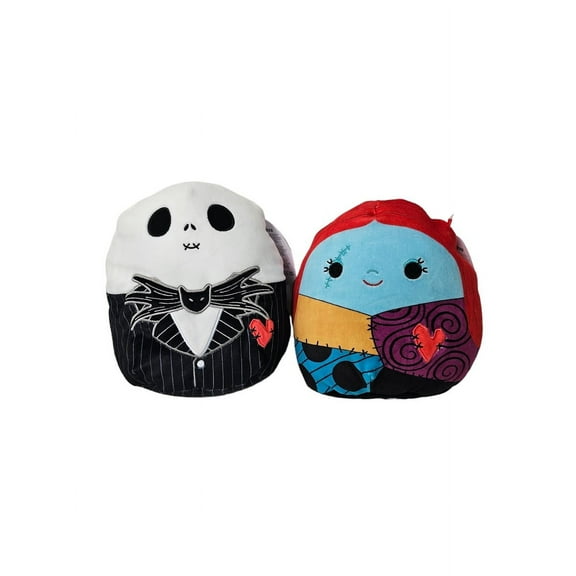 Squishmallows Official Kellytoys Plush 8 Inch Jack and Sally Skellington Set Bundle Disney Nightmare Before Christmas Valentines Edition Plush Stuffed Toys