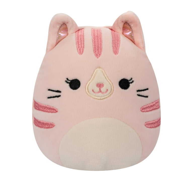 Squishmallows Official Plush 10 inch Laura the Pink Tabby Cat -Childs Ultra  Soft Stuffed Plush Toy