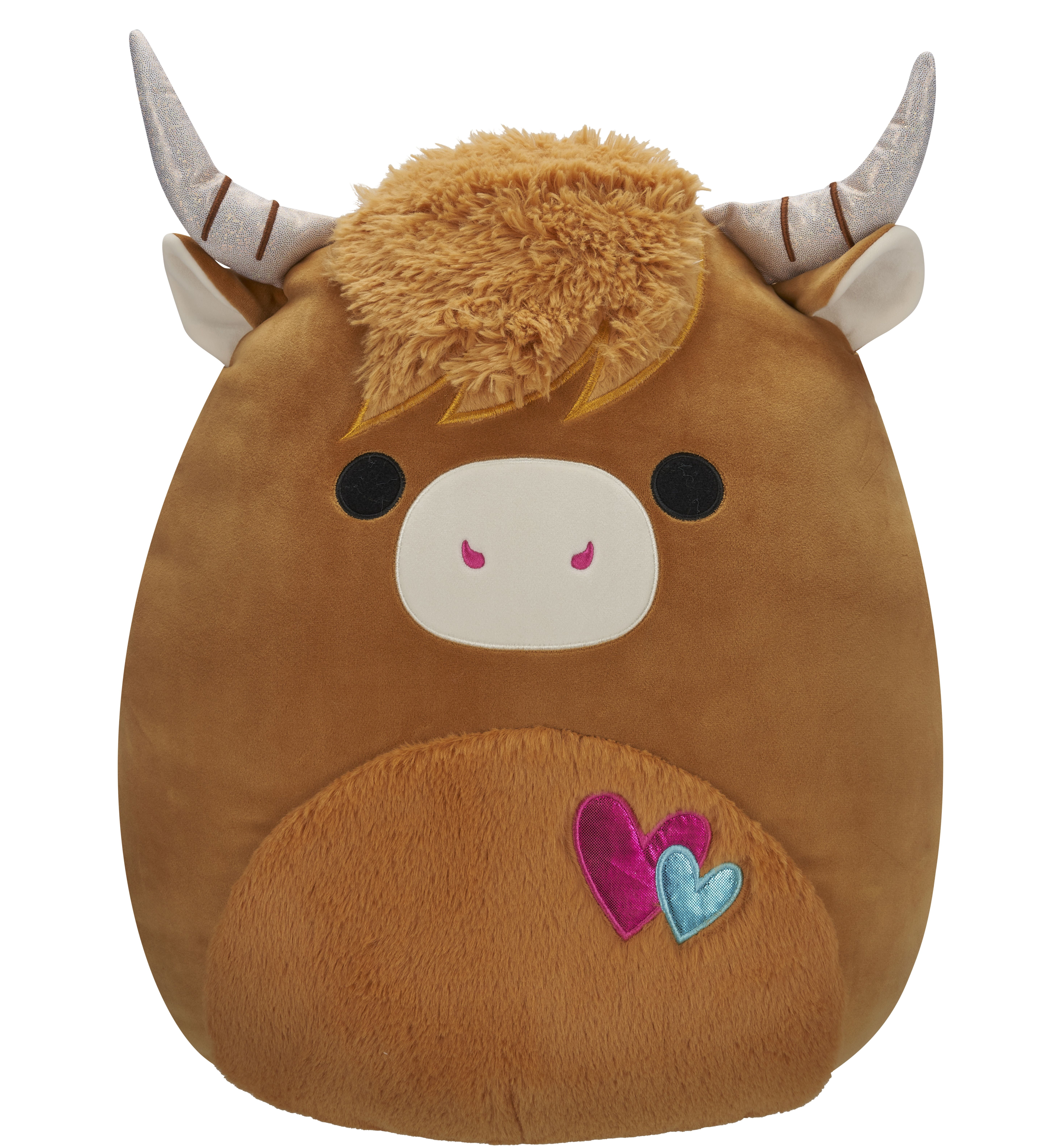 Squishmallow Highland Cow 16" – Peluche Cow Pattern Marrone, Regalo San Valentino, KellyToy