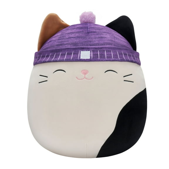 Squishmallows Original 14 inch Cam the Calico Cat with Purple Hat - Child's Ultra Soft Plush Toy