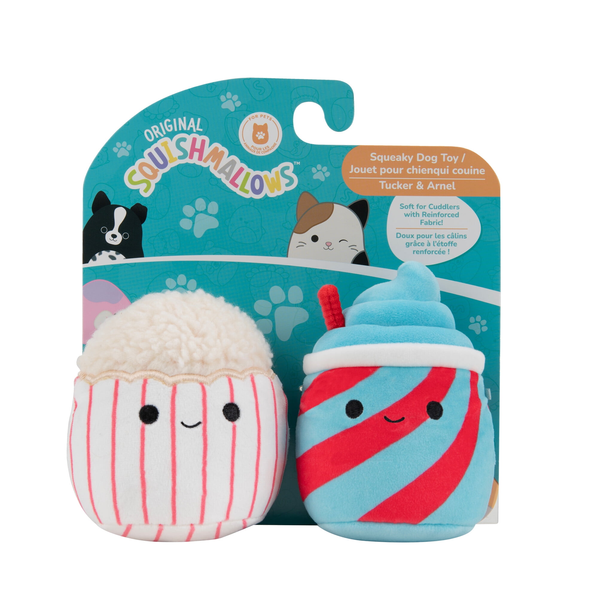 Squishmallows Original 3.5 inch 2-Pack Slushy and Popcorn Bucket Dog Toys - Small Ultra Soft Plush Pet Toy