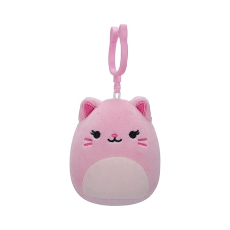 Squishmallows Original 3.5 inch Celenia the Pink Cat W/Sparkle Ears And Light Pink Belly and Eyelashes - Child's Ultra Soft Stuffed Plush Clip-on