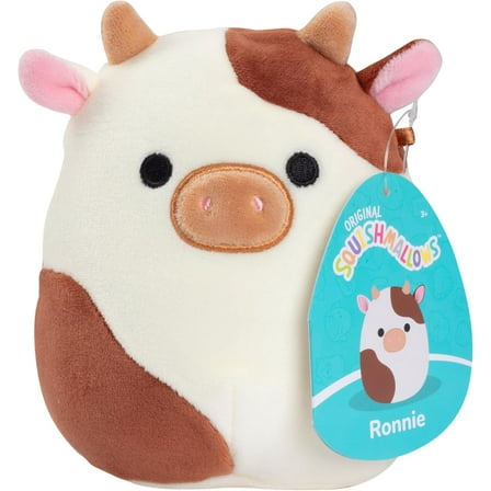 Squishmallows Original 5-Inch Ronnie The Brown Cow - Official Jazwares Plush - Collectible Soft & Squishy Mini Stuffed Animal Toy - Add to Your Squad - Easter Basket Gift for Kids, Girls & Boys