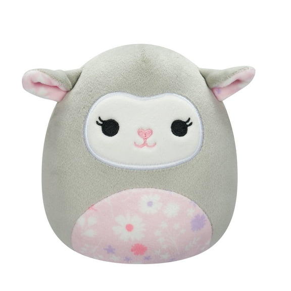 Squishmallows 5 Elea the Grey Lamb with Pink Floral Belly - Ultra Soft Easter Plush Toy