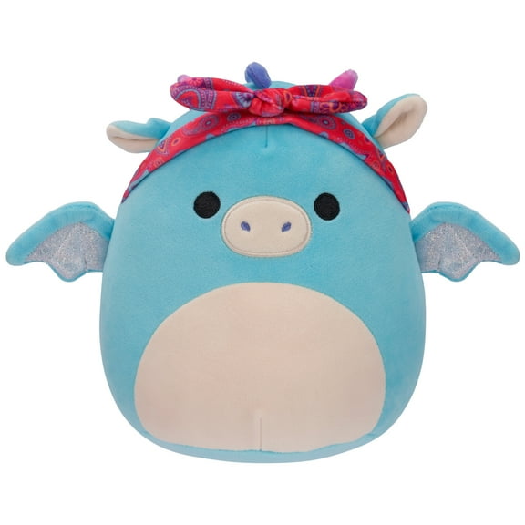 Squishmallows Original 7.5 inch Tatiana the Teal Dragon with Red Bandana - Child's Ultra Soft Plush Toy