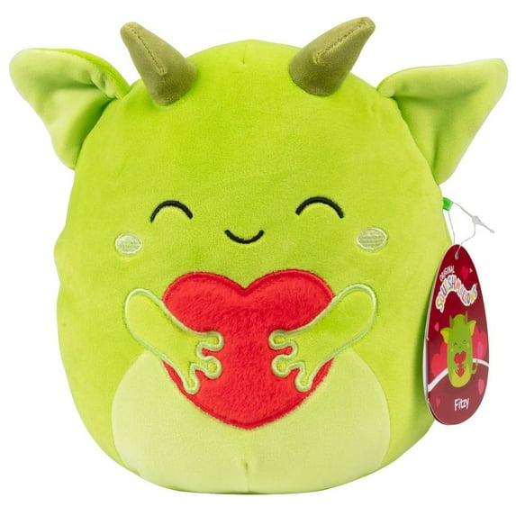 Squishmallows Original 8" Fitzy the Green Goblin Holding a Fuzzy Heart- Officially Licensed Jazwares Valentines Day Plush - Collectible Soft & Squishy Stuffed Animal Toy - Gift for Kids, Girls & Boys