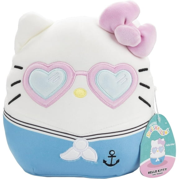 Squishmallows Original 8-Inch Hello Kitty Valentines Day Heart Glasses Plush- Official Jazwares Plush - Collectible Soft & Squishy Sailor Sanrio Stuffed Animal Toy - Gift for Kids, Girls & Boys