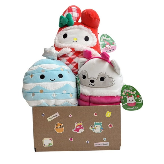 Squishmallows Original 8-Inch Holiday Mystery Box 3 Pack - Official Jazwares Christmas Plush - Collectible Soft & Squishy Mini Stuffed Animal Toy - Add to Your Squad - Gift for Kids, Girls & Boys