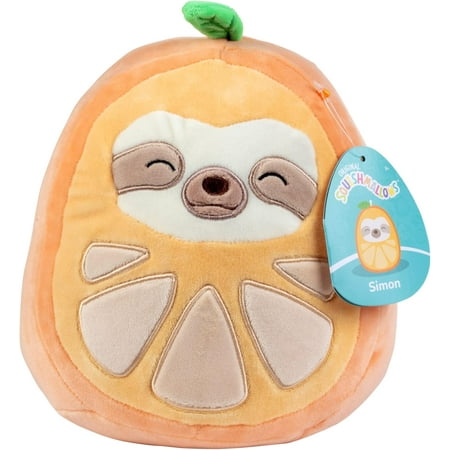 Squishmallows Original 8-Inch Simon The Orange Sloth - Official Jazwares Plush - Collectible Soft & Squishy Sloth Stuffed Animal Toy - Add to Your Squad - Gift for Kids, Girls & Boys