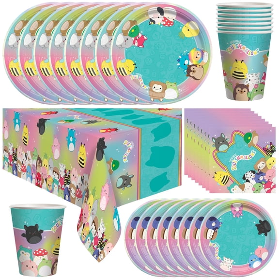 Squishmallows Party Decorations Tableware Deluxe Set for 24 Guests