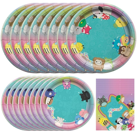 Squishmallows Party Decorations Tableware Starter Set for 16 Guests