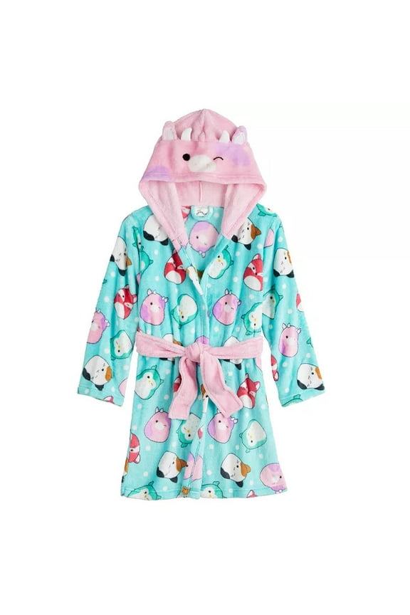 Patty the Cow and Characters Fleece Print Hooded Bathrobe, Robe, Size 12