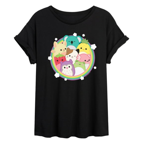 Squishmallows - Rainbow Circle Group - Womens Oversized Graphic T-Shirt