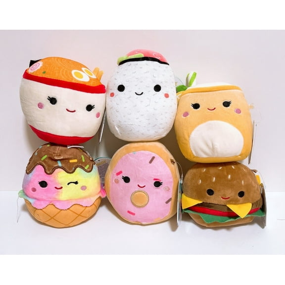 Squishmallows Snack Squad Ramen Sushi Lemonade Donut Burger Ice Cream 5" Mini Plush Doll Super Soft (Set of 6)