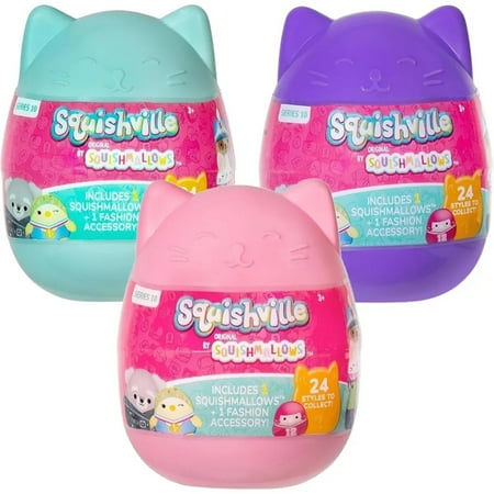 Squishmallows Squishville Mini Mystery Plush (3 Pack) Official Jazwares Plush - Collectible Soft & Squishy Blind Capsules - Styles May Vary - Great Gift for Boys, Girls & Kids