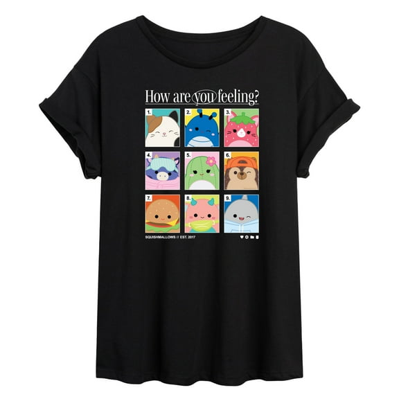 Squishmallows - Squish Mood Grid- Womens Oversized Graphic T-Shirt