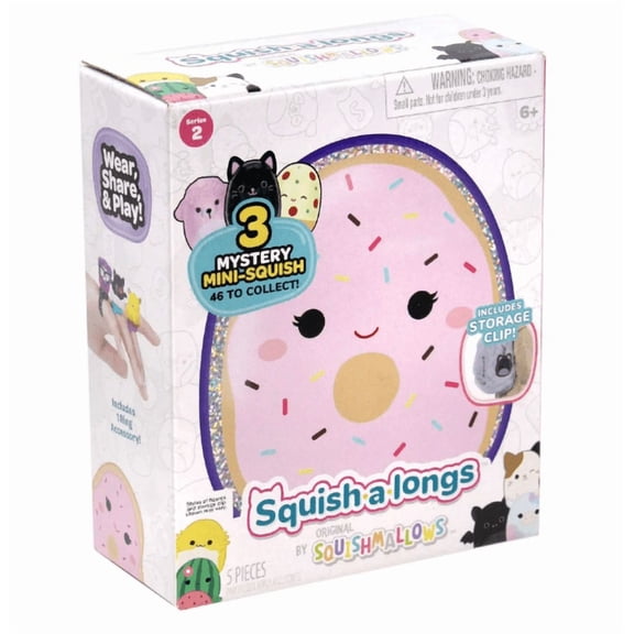 Squishmallows Squish-a-Longs Series 2 Clip N' Go 1-Inch Mini Figure Mystery 3-Pack