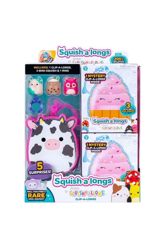 Squishmallows Squish-a-longs Clip-a-longs - (3) 1 inch Mini-Squish and Accessories