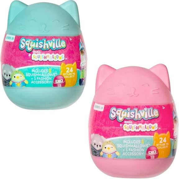 Squishmallows Squishville 2-Pack Egg Capsules Series 10 - Official Jazwares Plush - Mini Mystery Stuffed Animal Toy Styles May Vary - Gift for Kids