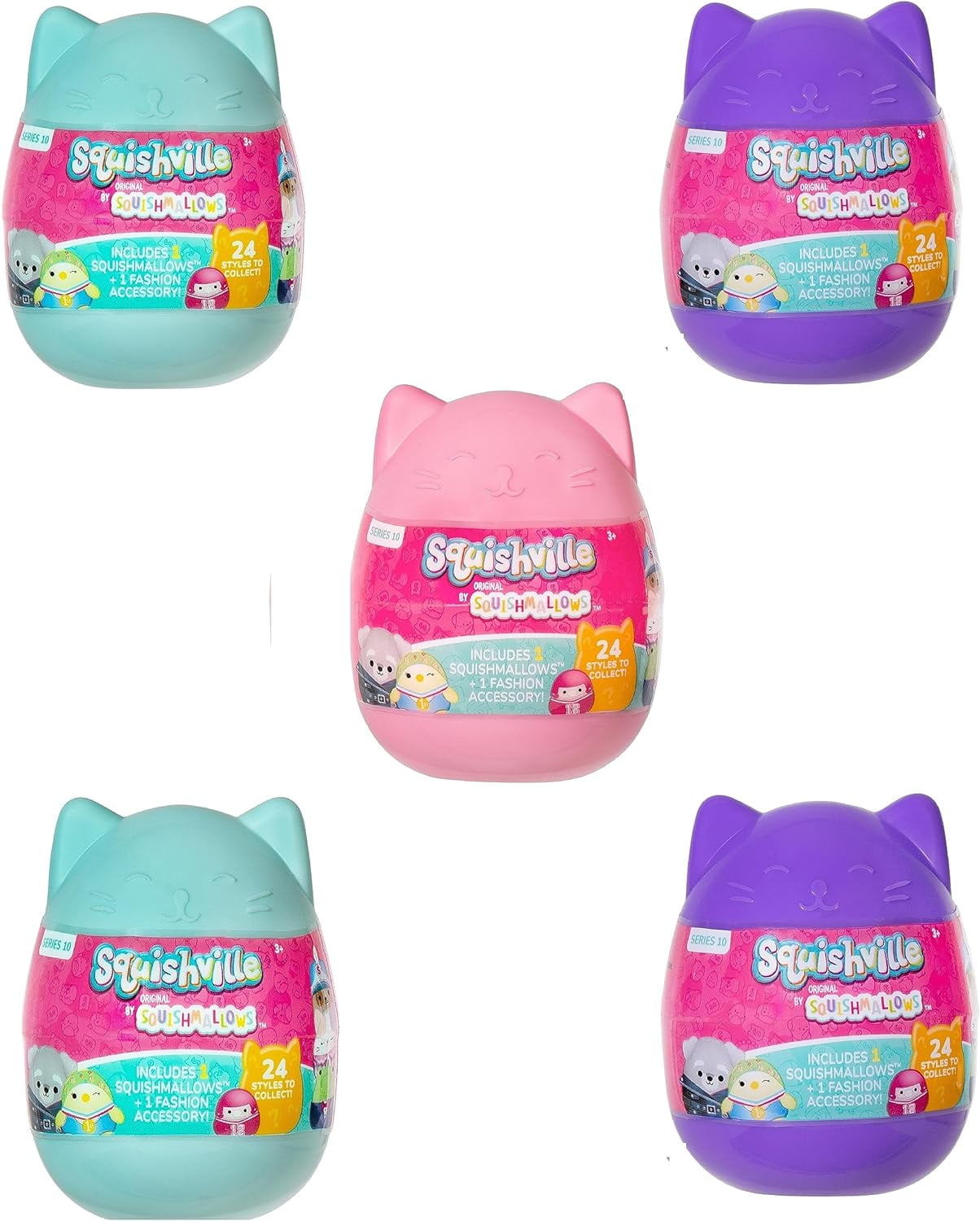Squishmallows Squishville, Series 10: 5 Pack Easter Eggs - Official Kellytoy - Collectible Mini Stuffed Animal Toy Plush & Accessories, Styles May Vary - Easter Gift for Kids, Girls & Boys - Set of 5