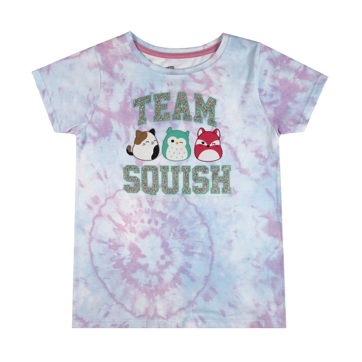 Squishmallows Girls Pajama Set - Pink Tie-Dye Short Sleeve Pajamas With Matching Shorts Size 14