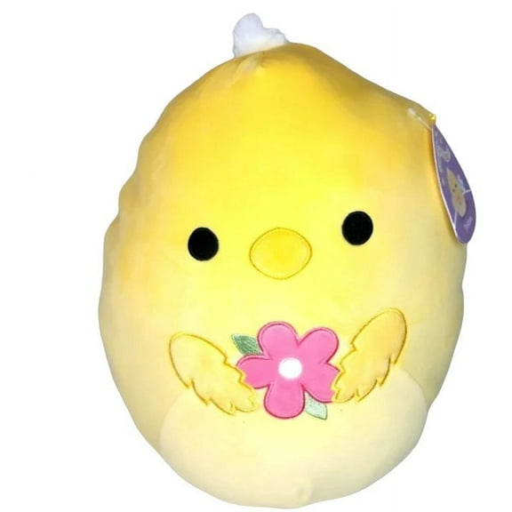 Squishmallows Triston 12 inch Easter Yellow Chick with Pink Flower, Special Easter Edition