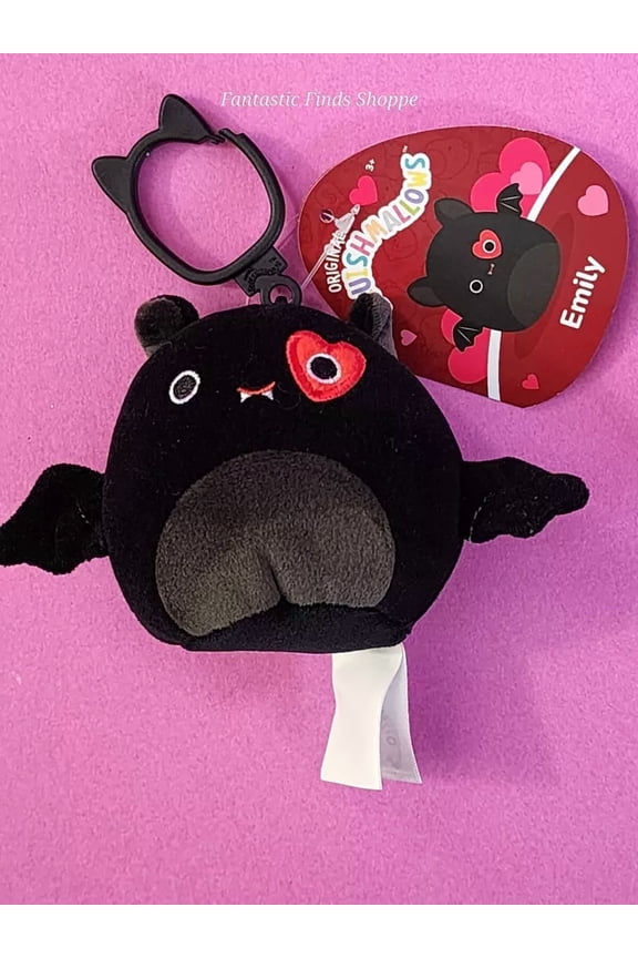 Valentine's Day Emily the Black Bat Clip-on Keychain 3" NWT Heart