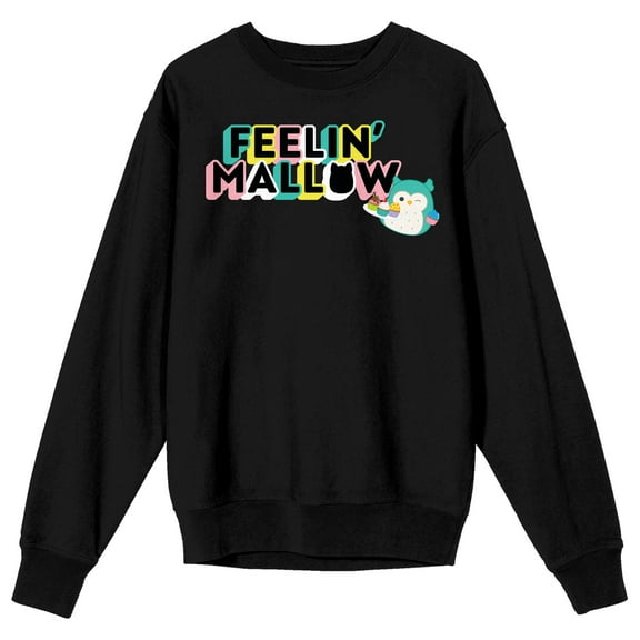 Squishmallows Winston the Owl Feelin' Mallow Juniors Black Oversized Sweatshirt-XL