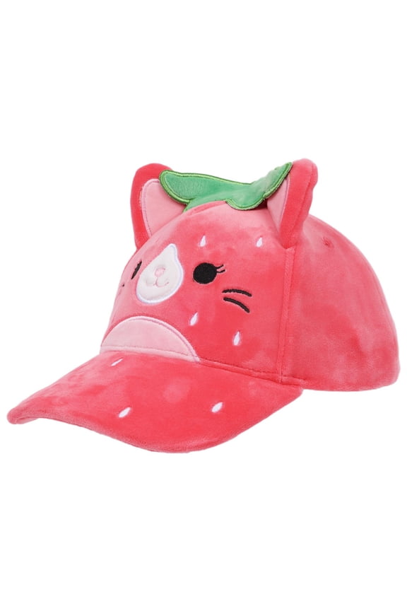 Squishmallow Olma Girls Strawberry Baseball Hat, Coral