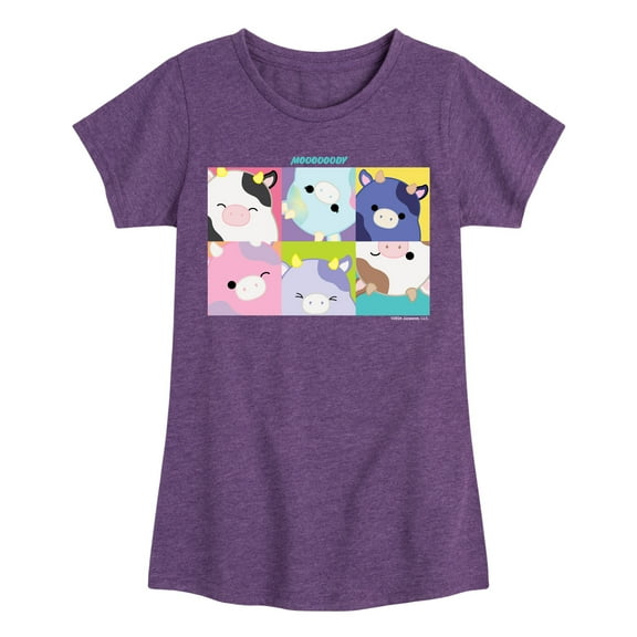 Squishmallows - Mooody Cow Grid - Youth Girls Short Sleeve T-Shirt