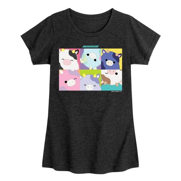 Squishmallows - Mooody Cow Grid - Youth Girls Short Sleeve T-Shirt