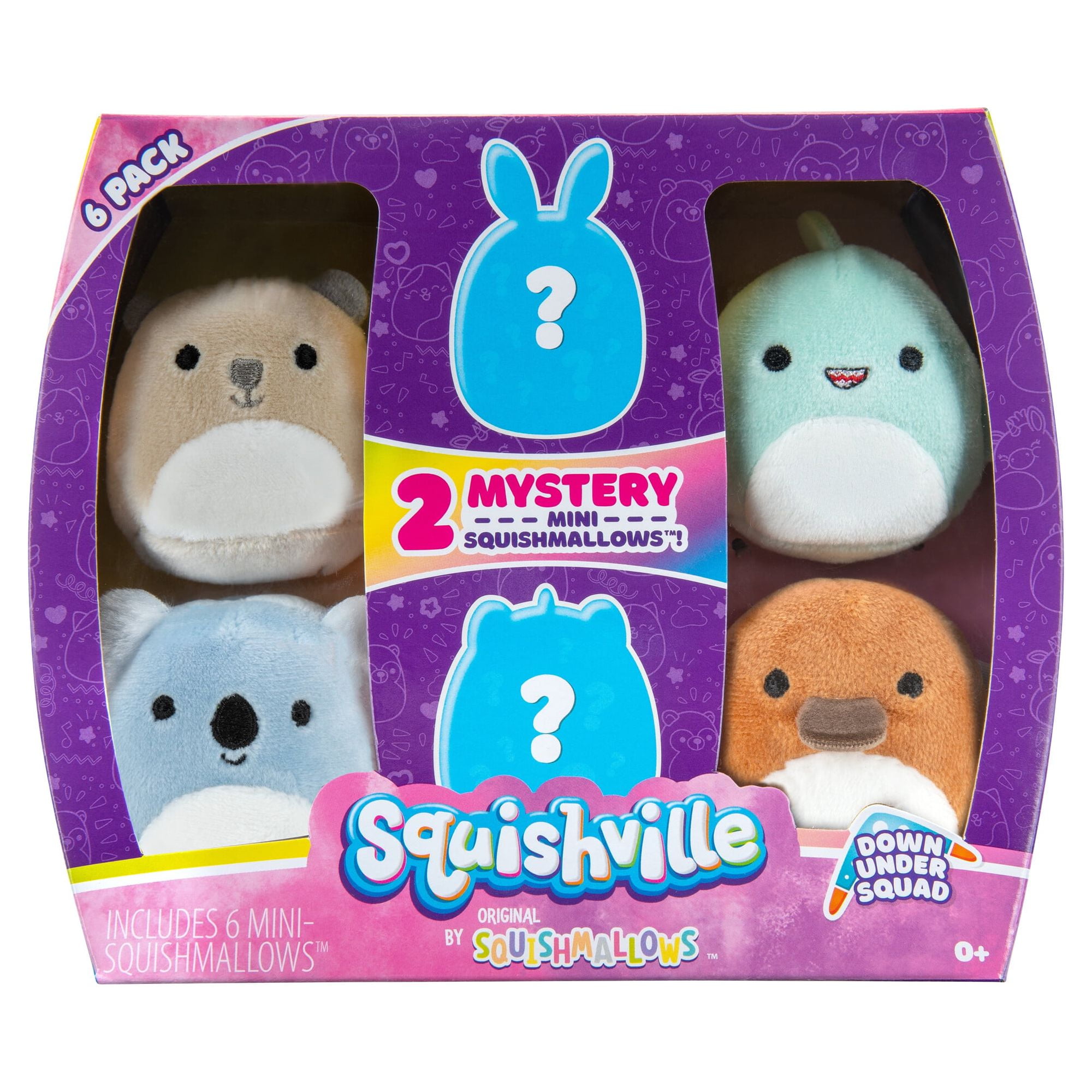 Squishville By Squishmallows 2" Mini Plush Down Under Squad, 6 Pack