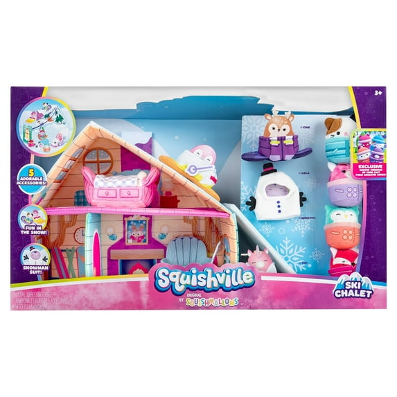 Squishville by Original Squishmallows Ski Chalet - Playset with 4 2-inch Accessories - Toys for Kids