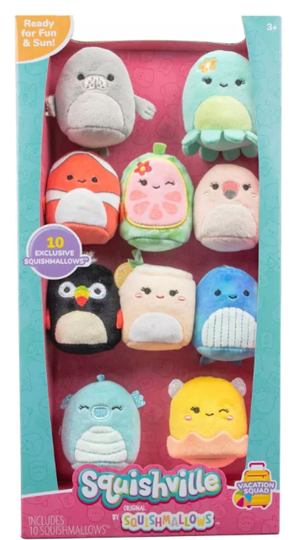 Squishville by Squishmallows Vacation Squad 2 inch Plush Toy - 10 Pack