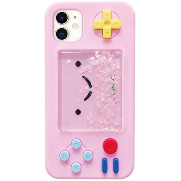 Squishy 3D Cartoon Game Shape Case Compatible with iPhone 15, Creative Liquid Stars Funny Play Soft Rubber Protective Cover (Pink, 15)