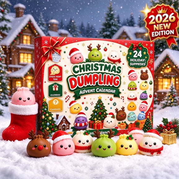 Squishy Advent Calendar 2026, 24 Days Christmas Countdown Dumpling Squishies, Slow Rebound Stress Relief Fidget Sensory, Cute Santa Reindeer Snowman, Holiday Gift for Adults & Collectors