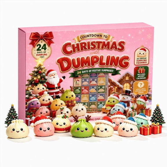 Squishy Advent Calendar 2026, 24 Days Christmas Dumpling Advent Calendar with Cute Mini Dumpling Figurines, Holiday Countdown Surprise Gift Box for Kids Adults