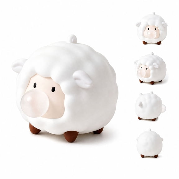 Squishy Animal Toy with Slow Rising Bubble Blowing Design, White Sheep Squeeze Toy for Kids and Adults