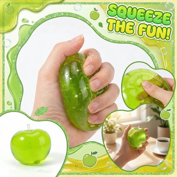 Squishy Apple Fun Fruit Toy Cute Sticky Fruit Squishies with Transparent Realistic Color Squishy Stress Ball Toys Sensory Fidget Toys for Adults