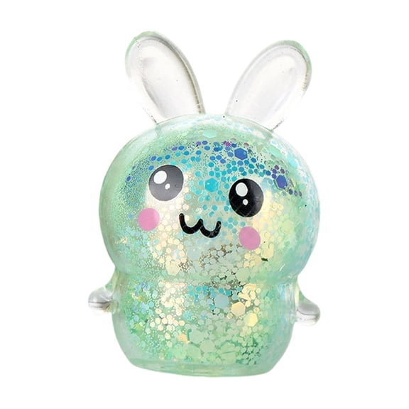 Squishy Bunny Sugar Stress Balls, Bunny Sugar Ball Fidget Toys, Glitter Rabbit Squishy Toys for Adults, Kawaii Rabbit Sensory Squishies, Easter Basket Stuffers (Green)