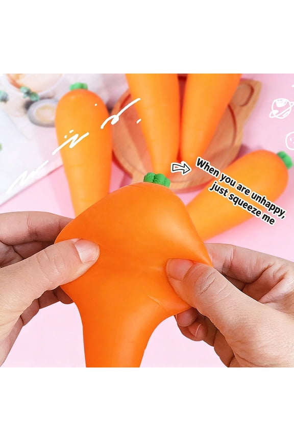 Squishy- Carrot Sensory Fidget Toys Stress Relief Toys Fidget Sensory Food Fun for Adult Squeeze Fidget Toys Pull and Stretch Easter Birthday Gifts Orange