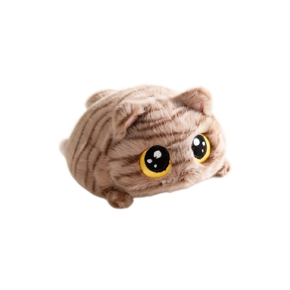 Squishy Cat Stuffed Animal with Ultra-Soft Plush and Round Eyes, 1 Pack, Brown Tabby, for Kids and Relaxation, Toy