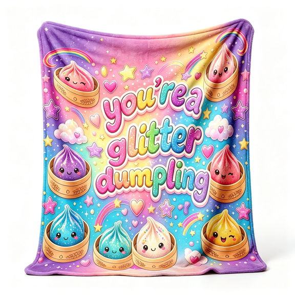 Squishy Character Flannel Blanket 59 x 78 Inch, Rainbow Bow Candy Steamer Bun Print Soft Throw Blanket, Birthday Holiday Gift for Girls Kids Teens